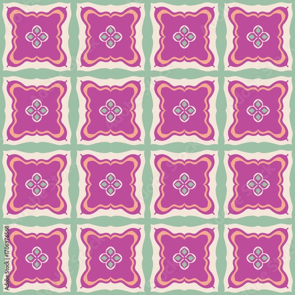 Obraz Pink Fuchsia Classic Geometric Tile Pattern