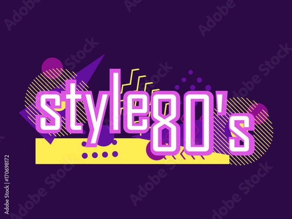 Obraz Memphis style banner. Design greeting card in the style of 80s. Geometric elements retro. Vector illustration