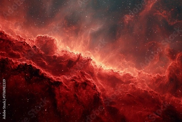 Fototapeta Deep red molecular cloud in space