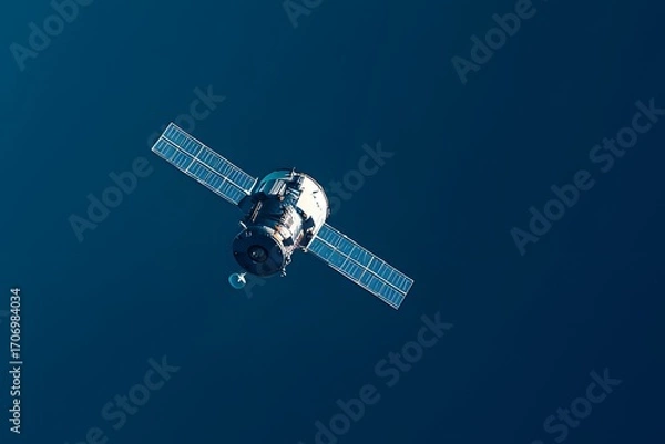 Obraz Telecommunication tower reaching into dramatic night sky with glowing clouds, symbolizing modern communication and connectivity