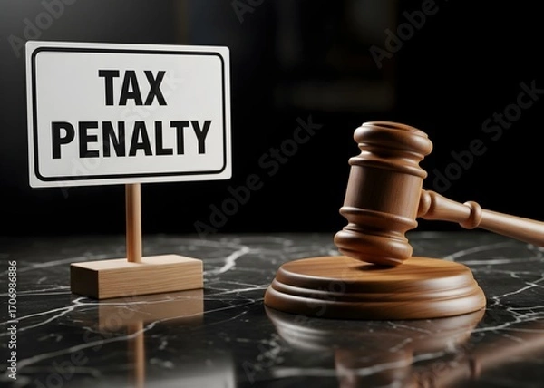 Fototapeta Tax penalty concept. Appointment of court punishment for non-payment of taxes and avoidance. Underpayment of estimated tax. Fine. Anti-money laundering and non-fulfillment of obligations to the state