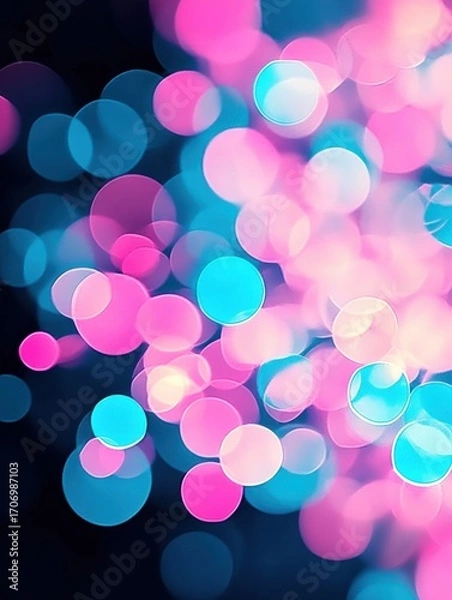 Fototapeta Pink and Blue Bokeh Light Background