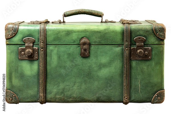 Fototapeta a green suitcase with two handles and a handle