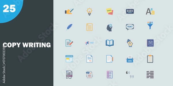 Obraz A comprehensive icon set template with a variety of icons suitable for diverse design applications and branding needs.