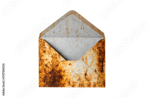 Fototapeta an old rusty envelope with a white envelope inside