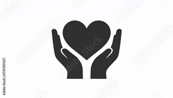 Fototapeta Heart symbol held by hands, representing support, love, and care on a white background