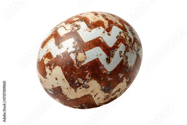 Fototapeta a brown and white egg with a cross pattern on it
