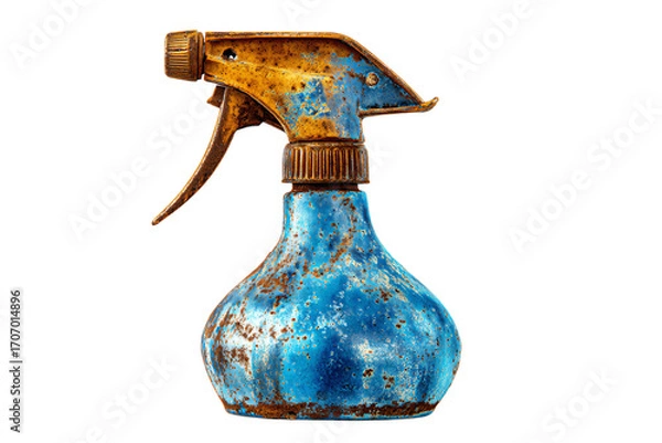 Fototapeta a blue spray bottle with a rusty handle