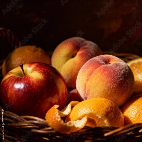 Fototapeta 드라마틱조명_과일바구니_정물사진