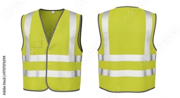 Fototapeta High-Visibility Safety Vest Front and Back View