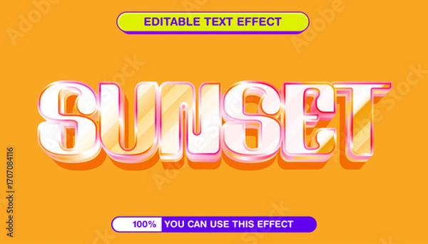 Fototapeta Sunset Text Effect Editable 3D Style for Graphic Design