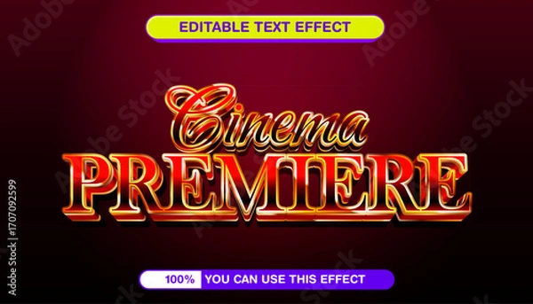 Fototapeta Cinema Premiere Text Effect A Customizable Design for Movie-Themed Visuals