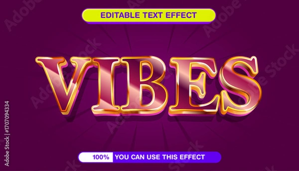 Fototapeta Vibes Text Effect on Purple Background