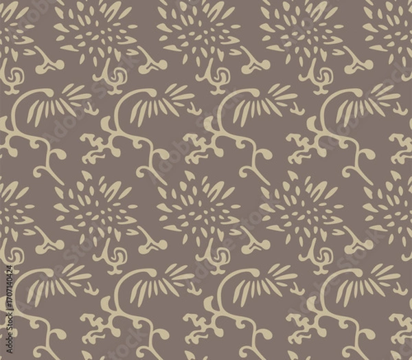 Fototapeta Japanese Wild Bouquet Motif Vector Seamless Pattern