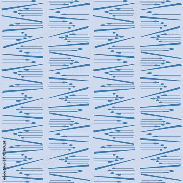 Fototapeta Japanese Flower Bud Zigzag Line Vector Seamless Pattern