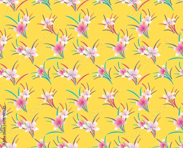 Fototapeta Japanese Colorful Sweet Flower Vector Seamless Pattern