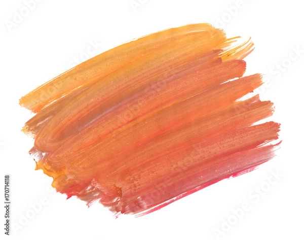 Fototapeta A fragment of the orange background painted with watercolors
