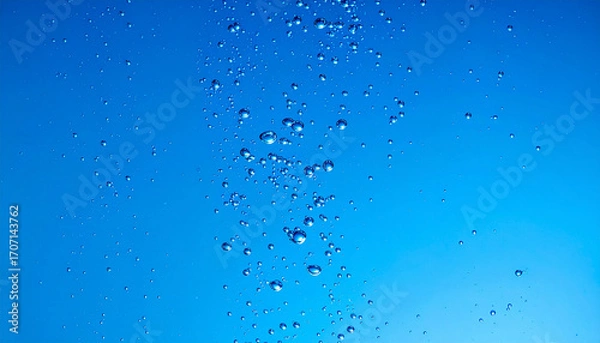 Fototapeta 泡 バブル 気泡 水中 海底 潜水 清潔感 爽やか 青 ブルー 透明感 浮力 上昇 幻想的 液体 深海 澄んだ 癒し