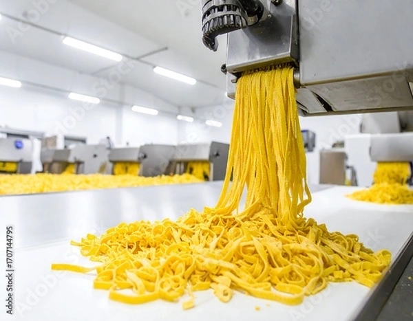 Obraz Fresh pasta being extruded from a machine