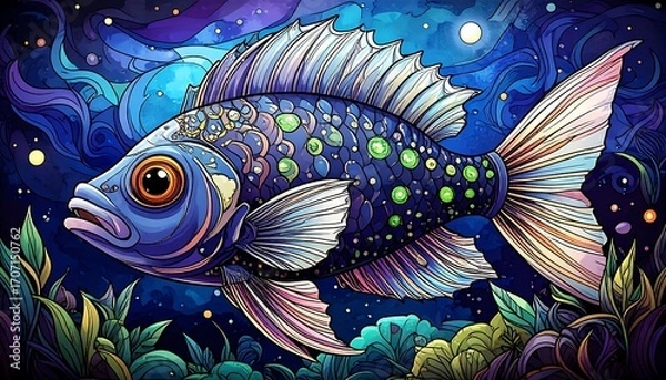 Obraz Ornate fish in deep night