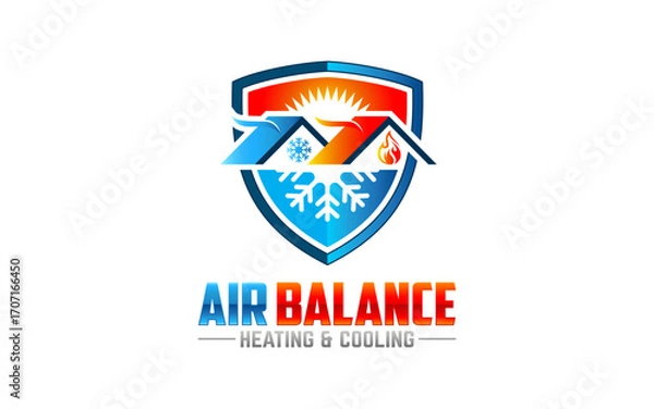 Fototapeta Illustration graphic vector of heating, and cooling business logo design template