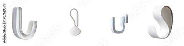 Fototapeta Modern White and Gray Wall Hooks: Minimalist Design on White