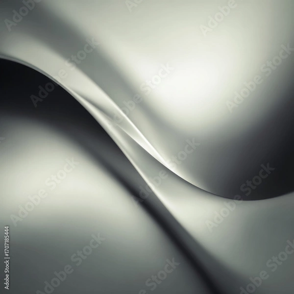 Fototapeta Minimalist silver abstract background, soft fabric texture smooth elegant folds gradients, gentle curves, wide empty copy space, clean modern luxury design