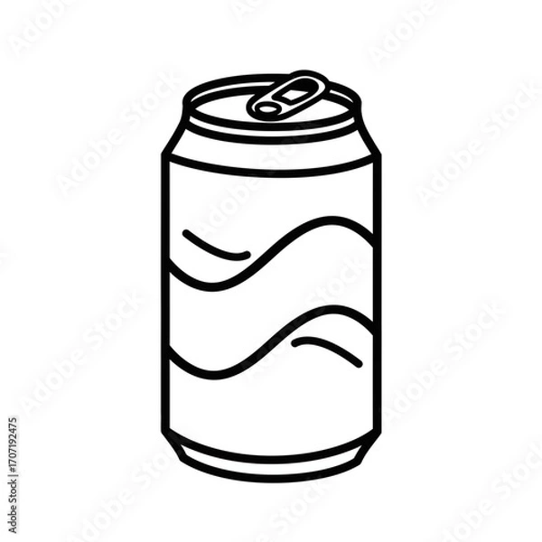 Fototapeta soda, can, icon, vector, beverage, drink, outline, refreshment, cola, fizzy, tin, pop, carbonated, soft, container, packaging, cold, liquid, aluminum, illustration, graphic, clipart, silhouette, desig