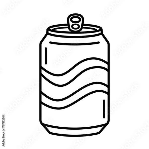 Fototapeta soda, can, icon, vector, beverage, drink, outline, refreshment, cola, fizzy, tin, pop, carbonated, soft, container, packaging, cold, liquid, aluminum, illustration, graphic, clipart, silhouette, desig