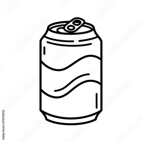 Fototapeta soda, can, icon, vector, beverage, drink, outline, refreshment, cola, fizzy, tin, pop, carbonated, soft, container, packaging, cold, liquid, aluminum, illustration, graphic, clipart, silhouette, desig