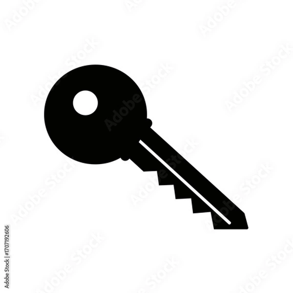 Fototapeta key, silhouette, icon, black, security, access, lock, vector, symbol, password, safe, protection, unlock, door, safety, illustration, graphic, design, shape, element, privacy, simple, flat, outline, s