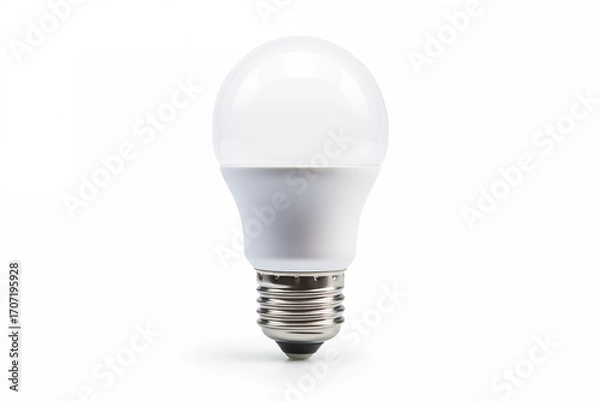 Obraz Single LED light bulb on white background