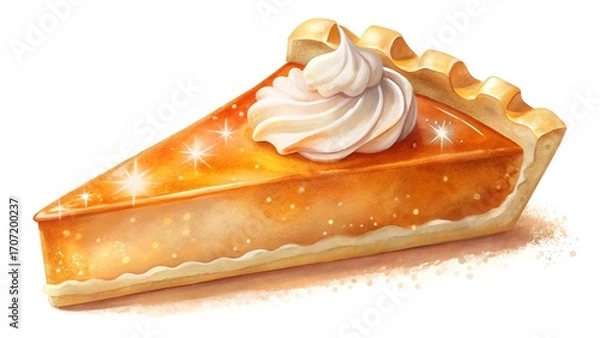 Fototapeta Slice of Pumpkin Pie with Whipped Cream and Sparkles.