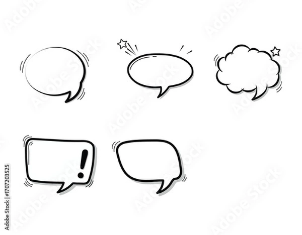 Fototapeta Set of hand drawn speech bubbles for communication