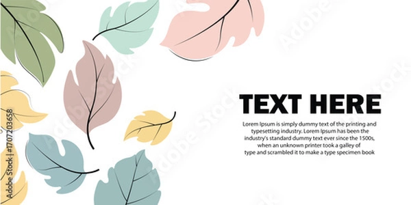 Fototapeta Pastel leaves with text space for banner