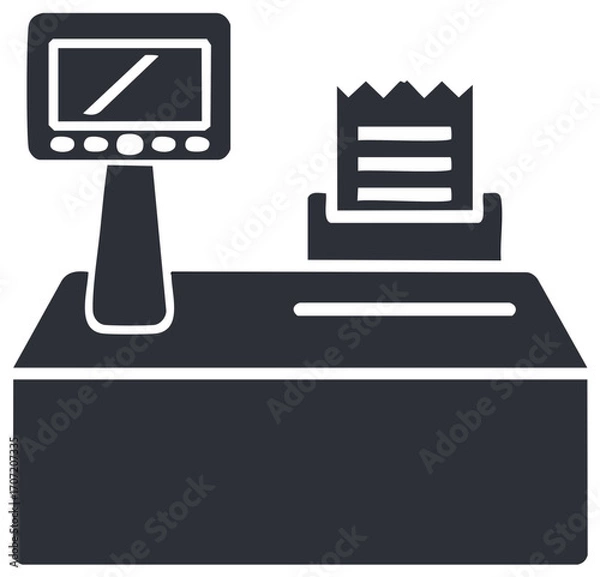 Fototapeta Checkout Terminal with Receipt Icon Represents Retail Transaction or Business Accounting Process
