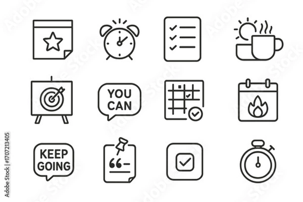 Fototapeta Pin calendar vector icons daily timer app checklist morning text icon spark