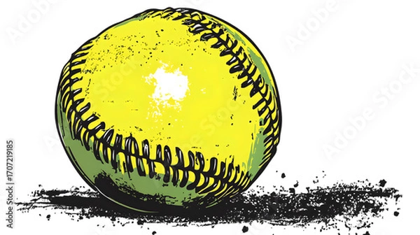 Obraz Yellow Softball on Dark Background