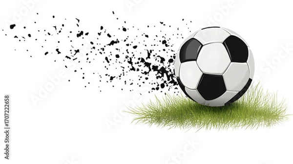 Obraz Soccer Ball on Green Grass with Motion Blur Effect