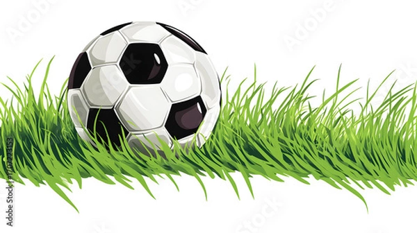 Obraz Soccer Ball Resting in Lush Green Grass