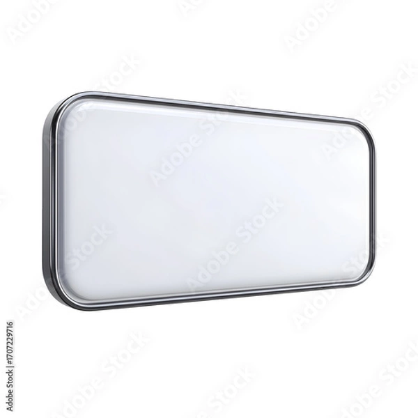 Obraz White Rectangular Sign with Chrome Frame