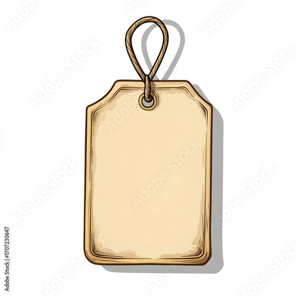 Obraz Blank Beige Vintage Paper Tag with Rope