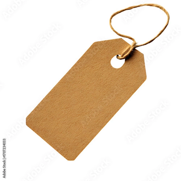 Obraz Blank Brown Kraft Paper Tag with Jute String