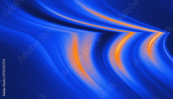 Fototapeta Abstract Blue and Orange Background with Smooth Wavy Lines and Grain Texture
