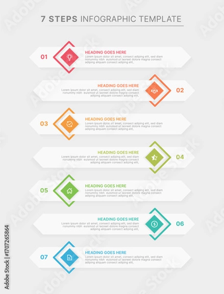 Obraz Modern Arrow List Infographic Design Template with 7 Data Points