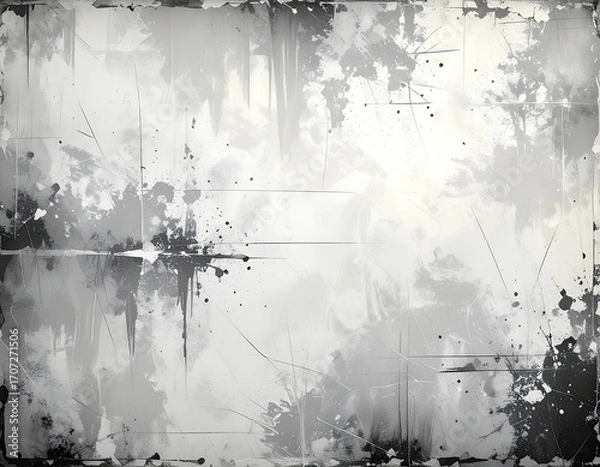 Obraz Gray textured abstract with splatters and frame