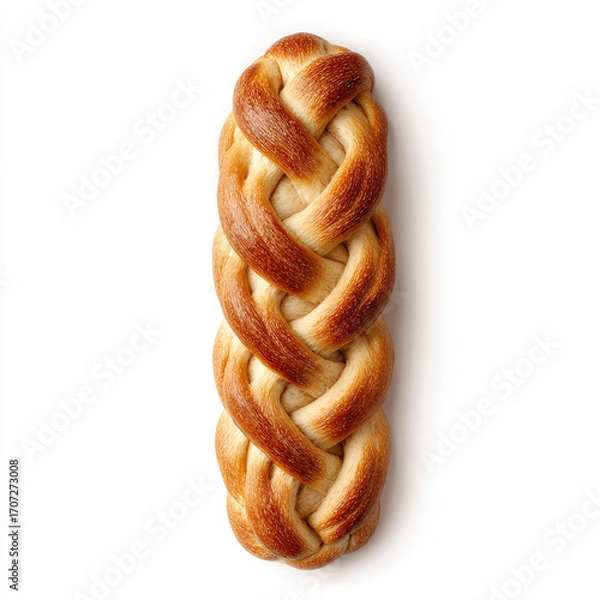 Fototapeta A braided loaf of bread, golden brown,  topped with a  lattice pattern