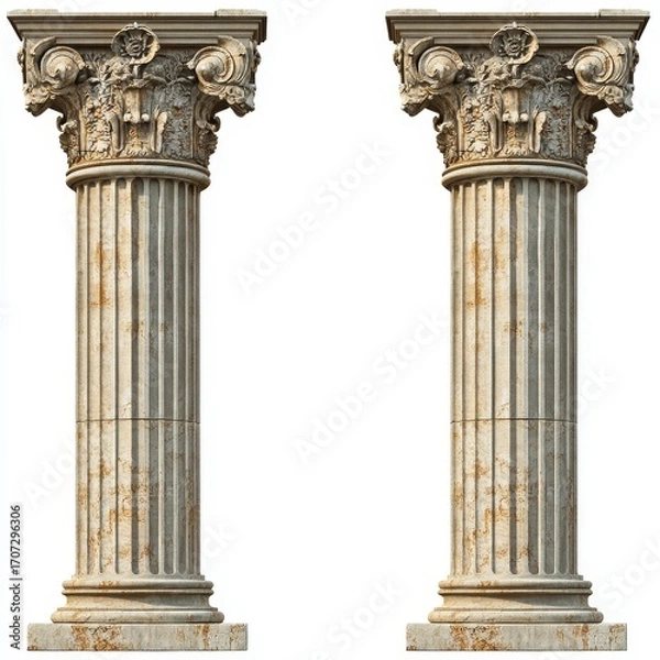 Fototapeta Classic columns like those in ancient Rome or Greece. A realistic design for old buildings.
