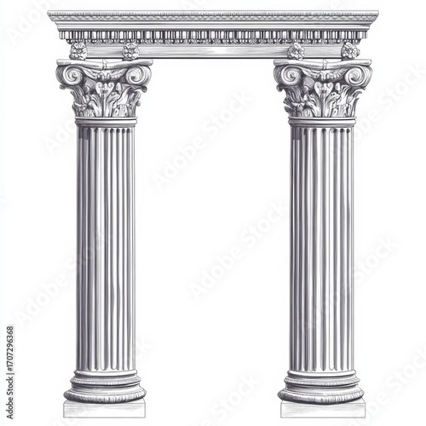 Fototapeta Classic columns like those in ancient Rome or Greece. A realistic design for old buildings.
