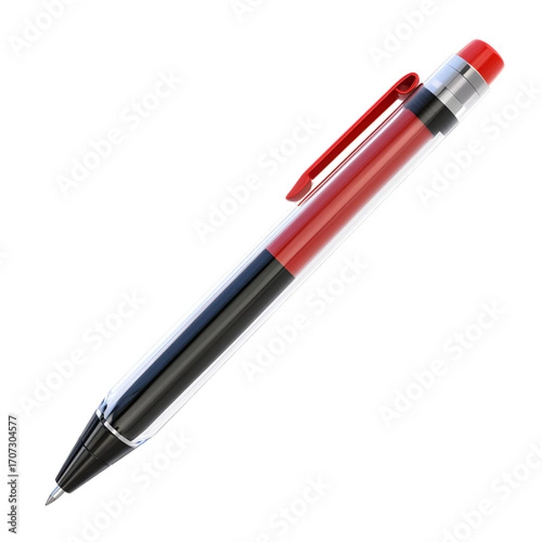 Obraz Red and Black Transparent Pen on Black Background